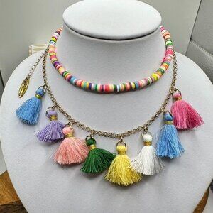 Plunder Design Jewelry Chrissy Colorful Tassel Necklace Beaded Choker Boho Chic